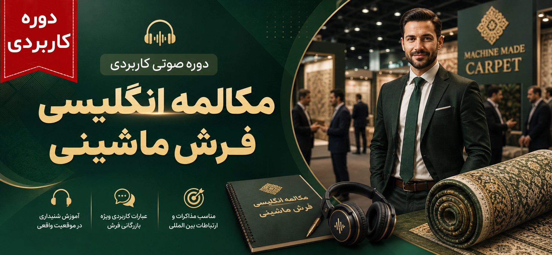 دوره صوتی کاربردی مکالمه انگلیسی فرش ماشینی